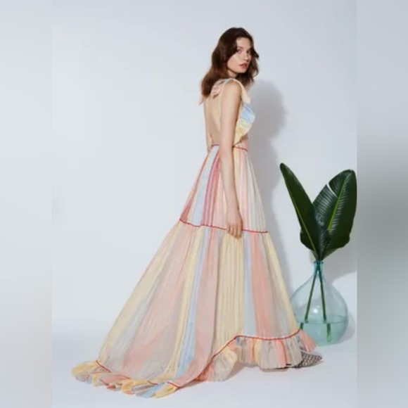 Markarian NEW Linen Silk Open Back Maxi Dress Size 4